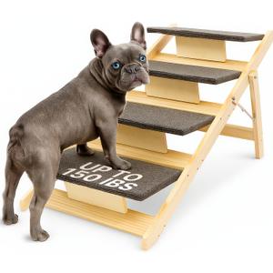 4-Step Wooden Dog Stairs for High Bed  Sturdy Pet Ladder for Small, Medium & Large Dogs  Safe Indoor Steps for Pets  Great Alternative to Dog Ramp  Ideal for Furniture, Sofa & Tall Beds