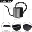 Watering Can, Stainless Steel Watering Can for Indoor & Outdoor Plants, 1L/35oz Long Spout Water Can with Handle, Rust-Proof Plant Watering Pot for House Plants, Garden Flowers