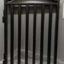 Malier Metal Freestanding Dog Gate, 32'' Height Outdoor Indoor Dog Fences, Extra Wide Foldable Puppy Gate for Stairs (Black, 2 Panels 40''W 32''H)