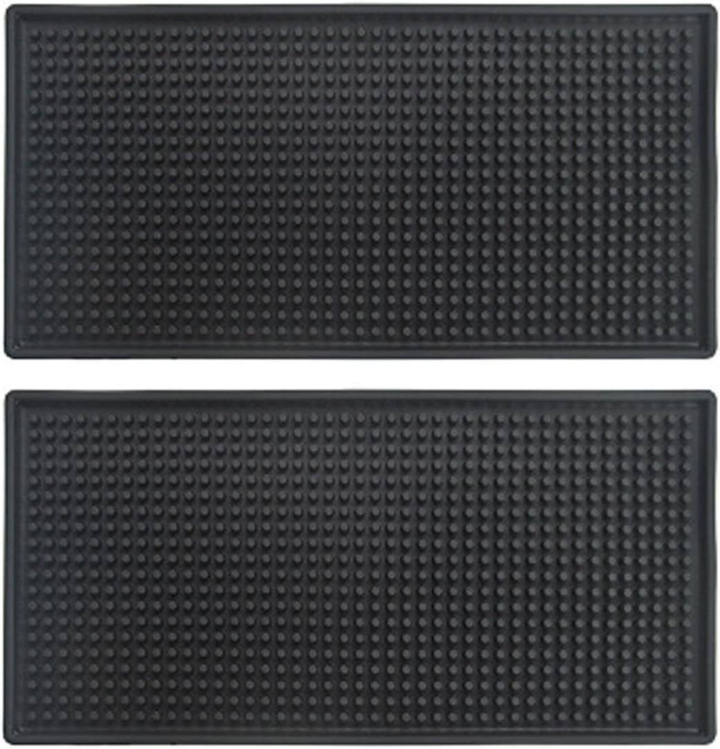 Rubber Service Bar Mat, Anti-slip12 x 6" Rubber Bar Spill Mat, 2 Pcs Premium PVC Pad for Kitchen, Restaurant, Countertop, Hotel, Beverages(2Pcs)