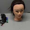 28" Mannequin Head With Hair Cosmetology Manikin Practice Braiding Doll Head For Hair Styling Training Head For Braiding Hairdressing With Free Wig Head Stand Hair Styling Tools Set (Dark brown)