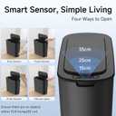 TIPGO Automatic Motion Sensor Bathroom Trash Can with Lid, 2.6 Gallon Touchless Trash Bin, Smart Garbage Can Plastic Slim Wastebasket for Bedroom, Office, Dorm (Black)