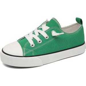 Toddler Little Kid Cushioned Canvas Shoes Slip On Sneakers Soft and Durable (2 Big Kid, Green)