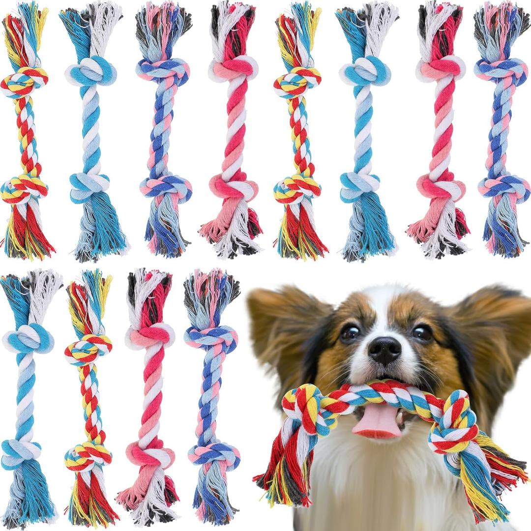 Paterr 12 Pcs Rope Dog Toys Multi Color Puppy Rope Toy Cotton Puppy Toys Dog Chew Puppy Teething Toys for Small and Medium Dogs Puppies