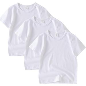 Comche 3 Pack Kids T-Shirt Cotton Short Sleeve Tee Shirts for Unisex Boys and Girls Toddler Summer Crew Neck Tops (White, Size 4-5T)