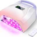 96W Cordless UV LED Nail Lamp, Periwinkle to Pink Gradient | 52 Beads Quick Dry with Remote | 4 Timer Settings & Auto Sensor | Rechargeable Gel Nail Light for Manicure Pedicure