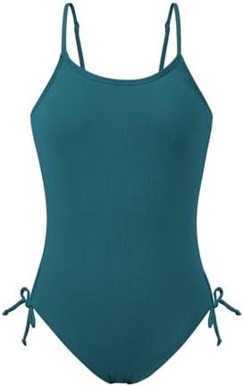 URMAGIC Girls One Piece Swimsuits Ribbed Bathing Suit Spaghetti Strap Swimming Girls' Swimwear Adjustable Swim Suit, Size: 15-16 Years