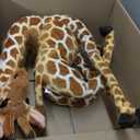 Giant Stuffed Giraffe Animal Set, 47 Inch Large Giraffe Plush Toy for Kids with Bird & Basket & Leaves & Card, Toddler Lifelike Standing Toys Stuffed Animal for Girls Boys