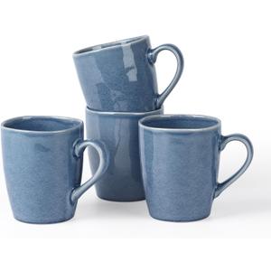 famiware Aurora Coffee Mugs, 14oz Mug Set of 4, Stoneware Mug, Cups for Kitchen, Cappuccino, Latte, Reactive Glaze, Microwave Safe, Scractch-resistant, Lagoon Blue