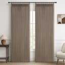 Textured Linen Blackout Curtains 90 Inches Long for Dining Room, Pleat Dark Flax Thermal Insulated Window Drapes Room Darkening Floor Length 90 Inch Curtain 2 Panel Set with Metal Rings