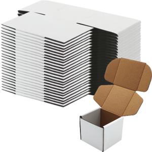 3x3x3 inch Shipping Boxes, White Corrugated Cardboard Box Literature Mailing Shipping Packaging Recyclable Storage Boxes and Craft Gifts Giving Products Business White Box Set of 25 (3''x3''x3'')