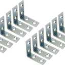 QCAA Angle Bracket Corner Brace Durable Thicker Steel Construction, Zinc Plated, 1-1/2"x1-1/2 x1/2" x1.8 mm, Made in Taiwan, 12 Pack