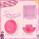 Newcotte 18 Pcs Western Cowboy Hat Set Include 6 Felt Cowgirl Hats 6 Paisley Bandanas 6 Pairs Heart Glasses for Party Costume
