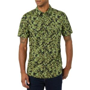Amazon Essentials Mens Slim-Fit Short-Sleeve Two-Pocket Utility Shirt (Small, Green Camo Print)