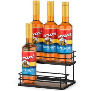 THYGIFTREE Coffee Syrup Rack Organizer 6 Bottle Syrup Holder Stand 2-Tier Storage Shelves for Kitchen Coffee Bar Station