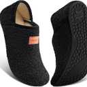 ATHMILE House Slippers for Women Men Indoor Barefoot Slippers Socks Furry Slip on House Shoes Cozy Comfy for Home Bedroom Travel Yoga (8-8.5 Women/7-7.5 Men, Black)