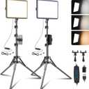 2-Pack LED Video Light Kit, NiceVeedi Studio Light, 2800-6500K Dimmable Photography Lighting Kit with Tripod Stand&Phone Holder, 73" Stream Light for Video Recording, Game Streaming, YouTube