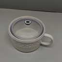 Gomakren Extra Large Soup Bowl with Handle, 39 Ounces Microwave Ramen Bowl, Ceramic Bowl with Lid, 6 Inch Soup Mug Cup for Cereal, Ramen, Instant Noodle, Beige White