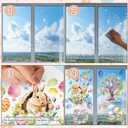 4 x Easter Window Clings Decorations - 9 Sheets Double-Sided Reusable Bunny Egg Flower Stickers, Anti-Collision Spring Decor for Glass, Mirror, Tile - Perfect for Home, Office & Classroom