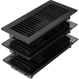 4"10" Floor Register Heavy Duty Metal Floor Air Vent with Adjustable Knob Black Floor Vent Covers for Home Office Sidewall and Floor 3 Pack