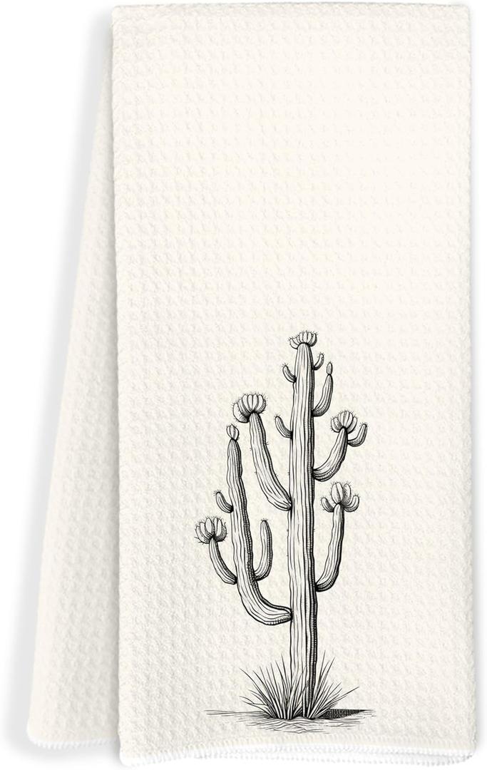 Vintage Western Cactus Kitchen Towels, Western Desert Dish Tea Towels for Kitchen Decor, Country Western Southwestern Hand Towels for Bathroom, Cactus Bathroom Decor, 16x24 Inch