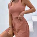 Verdusa Women's 2 Piece Summer Outfits Crop Tank Top and Shorts Going Out Clothing Sets Dusty Pink X-Small (Pink, XS)