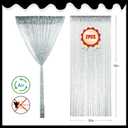2 Pieces Silver Glitter String Curtains, 39x79 Inch Doorway Beads Curtains, String Curtain for Doorway, Room, Closet Partition, Windows Wedding Party Boho Tassel Home Decoration