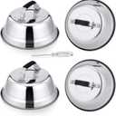 HaSteeL 6.5In Cheese Melting Dome, Stainless Steel Small Round Basting Steaming Cover, Heavy Duty Griddle Grill Accessories for Kitchen Cooking Flat Top BBQ Indoor & Outdoor, Dishwasher Safe - 4 Packs