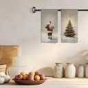 Christmas Hand Towels 2 Pack 16x24 Inches  Elegant Holiday Kitchen Towels with Snowy Christmas Tree and Santa Claus  Decorative Festive Dish Towels for Kitchen & Bathroom