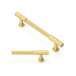 10 Pack Brushed Gold Cabinet Pulls 5 Inch(128mm) Kitchen Cupboard Handles Solid Heavy Duty Zinc Alloy Drawer Pulls