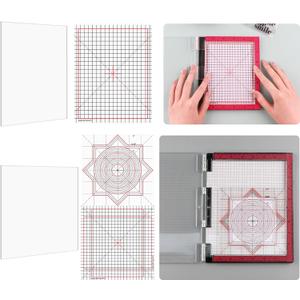 Briartw 2 Size/Set Photopolymer Grip Mat with Printed Guides | Fit in Stamp Positioning Tool | Multi-Use Non-Slip Sticky Mats for Stenciling, Ink Blending & More! (4.75x6", 6x6"Sizes)