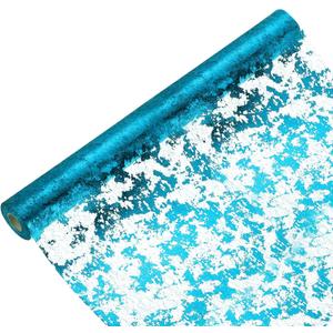 uxcell Lake Blue Table Runner Roll 20" x 15 Feet Sequin Foil Metallic Mesh Table Runner Decor Table Decorations for Wedding, Birthday Party, Christmas, New Year