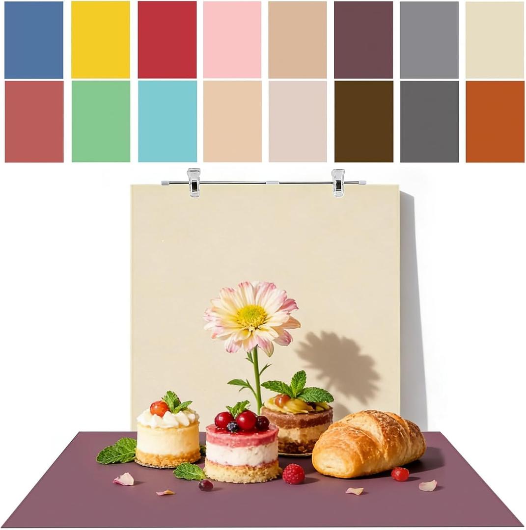 8PCS 16Patterns Product Photography Backdrops: Flat Lay Seamless 34x23in Macaron Paper Props - Tabletop Photo Backdrop Shoot for Jewelry Cosmetics Food, Large