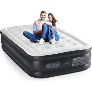 Twin Air Mattress with Built-in Pump, Inflatable Blow Up Mattress 18" Raised for Home, Camping & Guest, Portable Air Bed 660 lbs Weight Capacity, Double Height & Non-Slip Bottom