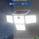 6000LM Solar Lights Outdoor Waterproof, 4 Heads Motion Sensor Outdoor Lights, Solar Flood Lights with Remote Control for Yard House Outside Garage 2 Pack White