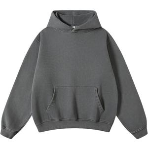 Hatant Hoodies for Men Heavyweight Fleece Sweatshirts Mens Acid Wash Athletic Hoodie Oversized Matching Pullover for Couples (Large, Dark Grey)