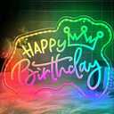 jiezumo Happy Birthday Neon Sign for Wall Decor, Large Colorful Dimmable Neon Light Signs, USB Powered Warm LED Light Up Sign for Bedroom Birthday Party Decoration Gifts for Kid Girl Boy (13 x 16 in)