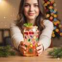 Color Changing Christmas Glass Cups - 16 Oz Iced Coffee Cups with Lids & Straws, Party-Reason Drinkware for Milkshakes, Juice & Iced Beverages, Festive Holiday Gift Set