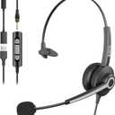 Voistek USB Mono Headset with Noise Cancelling Microphone for Call Center & Office Communication, Single-Ear Wired Headset with USB-A/C Sound Card for Customer Service and Dispatch Work