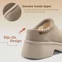 Vilanva Platform Clogs for Women Cozy Suede Fall Slippers with Warm Fur Lined Slip on Shoes Outdoor Indoor House (7.5, Sand)