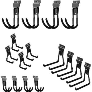 Slat Wall Hanging Hooks, Slatwall Accessories, Slatwall Hooks Assortment, Slat Wall Accessories, Heavy Duty Garage Slatwall Hooks and Hangers,16Pack(Black)