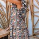 Dokotoo Womens Summer Dresses 2026 V-Neck Drawstring Ruffle Cap Short Sleeve Side Pockets Mini Dress Sundress M