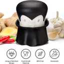 OTOTO Gracula Garlic Crusher, Garlic Mincer, Also for Ginger, Nuts, Chili, Herbs - Twist Top Mincer & Easy Squeeze Manual Press Peeler, Goth Gifts, Black