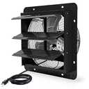 VENTISOL 14 Inch Shutter Exhaust Fan Wall Mounted, Aluminum Blades, with 1.65 Meters Power Cord Kit, Max.1950CFM, Ventilation Fan for Garage,Greenhouse,Attic,Shed,Shop-Black