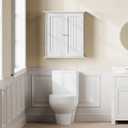 ChooChoo Bathroom Wall Cabinet, Over The Toilet Space Saver Storage Cabinet, Medicine Cabinet with 2 Door and Adjustable Shelves, Cupboard