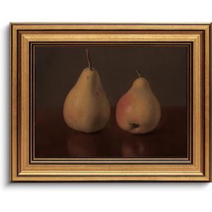 Gold Framed Wall Art Vintage Canvas Wall Art Pear Fruits Shelf Decor for Kitchen Artwork Prints Picture for Living Room Bedroom Farmhouse Bathroom Office Decor, 8x10