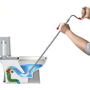 Scalable true 304 stainless steel high carbon spring toilet unclogger,Extended to 1.5m,Protect toilet glaze,Remove dry stool hair blockage,Drainage spiral drill,Drain Snake for Toilet (Model 1)