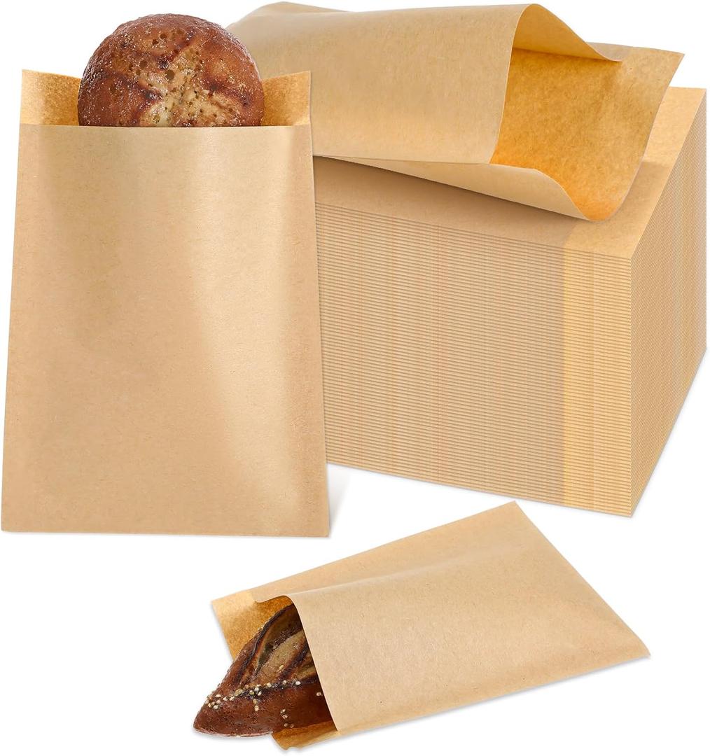 600Pcs KraftPaper Bags Unbleached Paper Cookies Bags 4.7 x 6.5Inch Sandwich Bag for Cookie Chocolate Candy Donut Snack Sandwich