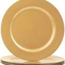 MAONAME Gold Charger Plates, Set of 6, 13-Inch Round Plastic Plate Chargers for Dinner Plate, Table Setting, Elegant Wedding Decor