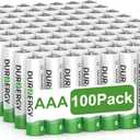 DURNERGY AAA Batteries 100 Pack Alkaline 1.5V 10 Year Shelf Life 1200mAh High Capacity for Remote Controls Toys Flashlights LR03 E92 MN2400